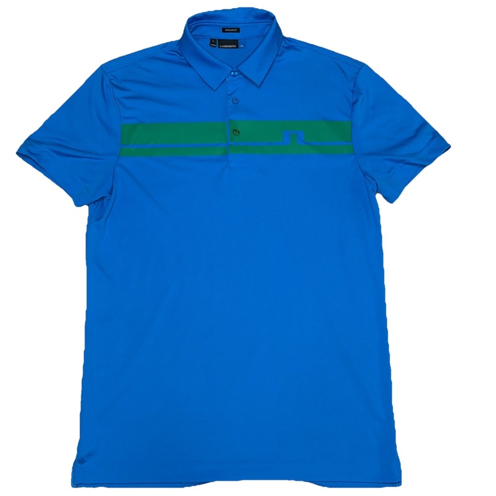J‎ Lindbergh Men's Nash Regular Fit Medium Performance Golf Polo Blue Green